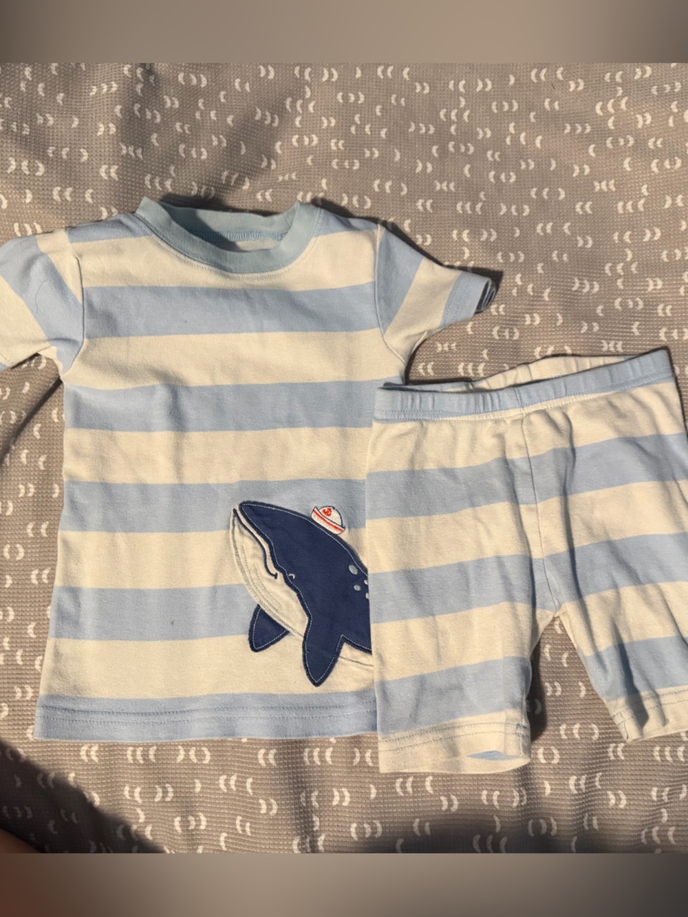 Carter’s Boys Blue & White Striped Whale Pajama Set